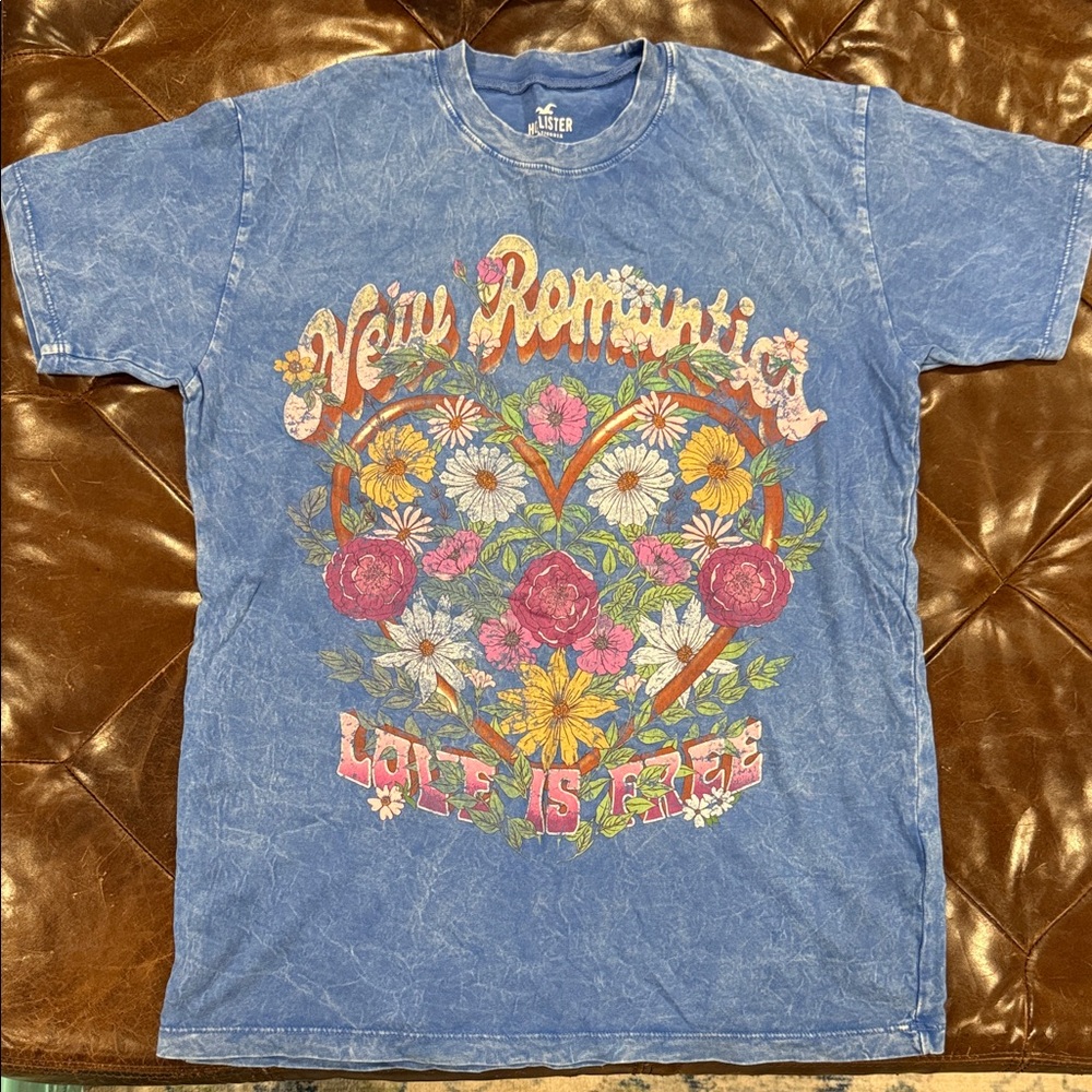 Hollister Blue Oversized Graphic Tee - XXS